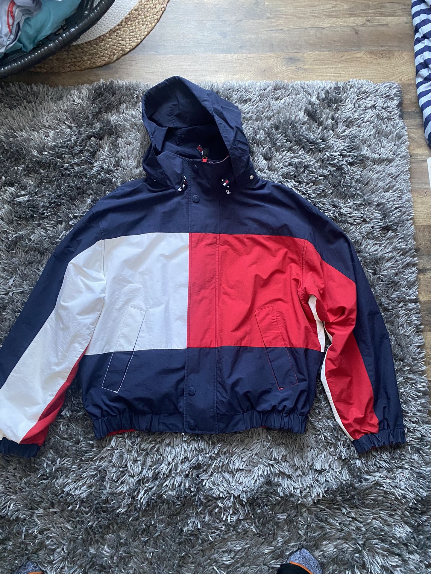 Vintage 90s Tommy Hilfiger Spell Out Big Flag Reversible Full Zip Jacket