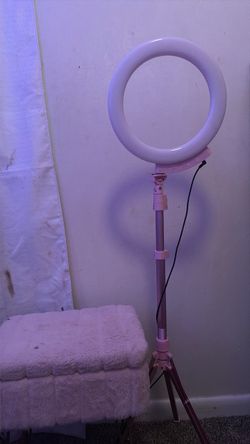 Pink LED Ring Light with Tripod Stand and mini pink vanity chair