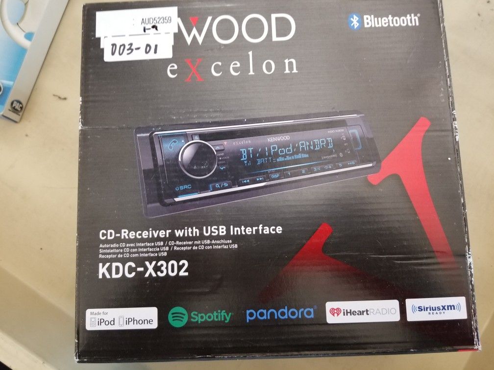 New Kenwood Excelon KDC x302, Kicker HS 150 watt Hideaway powered subwoofer enclosure, 4 Hertz Speakers dcx 165.3, install kit, steering wheel control