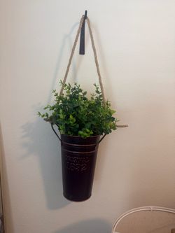 Rustic Hanging Metal Planter with Greenery