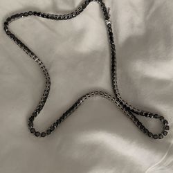 925 SILVER REAL BLACK DIAMOND TENNIS NECKLACE 