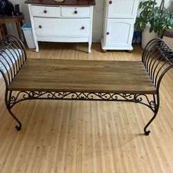 Garden Bench  w/ tropical print  cushion