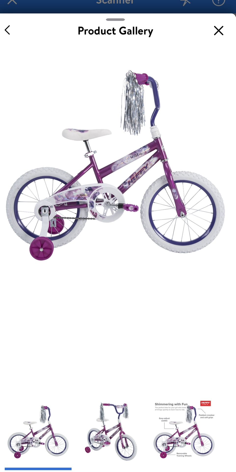 Huffy 16 in. Sea Star Kids Bike for Girls Ages 4 and up, Child, Metallic Purple