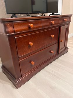 Large Dark Brown Wood Dresser – 61” Wide
