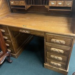 Original Price 4000 Solid Oak Bear Claw Drawers Desk Roll Top Dest One Light Brown The Other One Dark Brown 