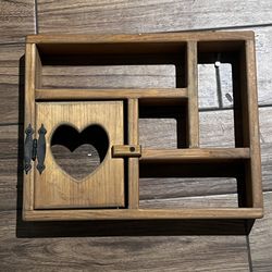 Vintage Solid wood trinket shelf with heart cutout