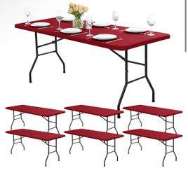 🚨 6-PACK RED FITTED TABLECLOTHS! ONLY $30 – PERFECT FOR PARTIES & EVENTS! 🔥