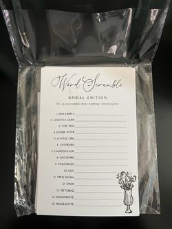 Word Scramble Bridal Shower Game
