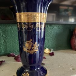 vintage Limoges cobalt blue porcelain vase