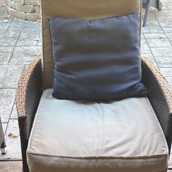 Reclining Outdoor Chairs With Foot Stools And Side Table