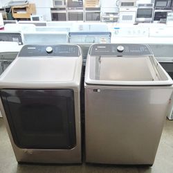Samsung Large Capacity Top Load Washer With Agitator And Electric 220volt Dryer Set 