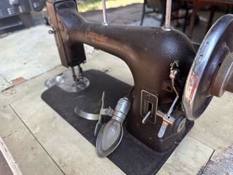 Vintage Domestic brand sewing machine with wooden table