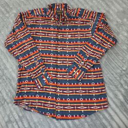 Ariat Mens Long Sleeve Southwestern Print Button Down Shirt Size Large Aztec