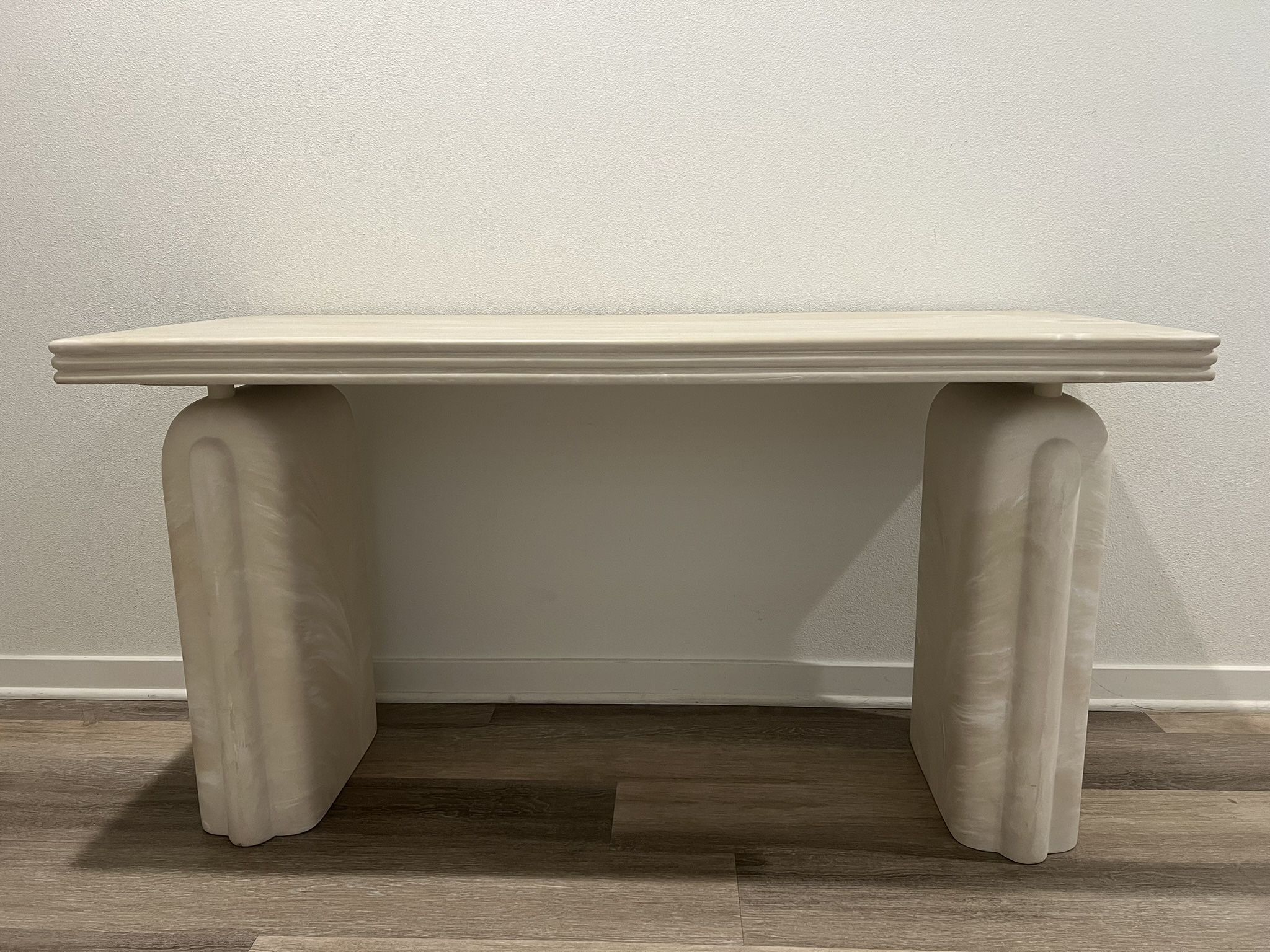 CB2 Remoli Swirled Cream Resin Desk 55"