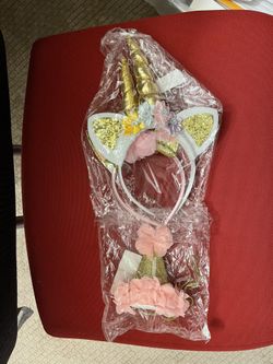 Two Unicorn Headbands & One First Year Birthday 