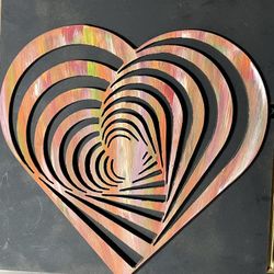 1pc, indoor and outdoor colorful wooden wall sculptures, abstract love wall carvings for home wall decoration hanging ornaments, kitchen supplies stat