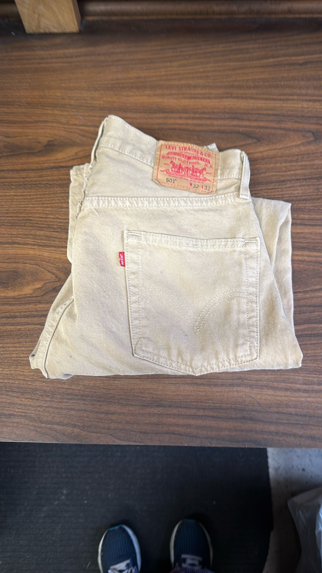 Levi 501 Beige Button Fly Jeans