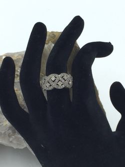 925 STER Silver CZ Weave Design Ring 7.25