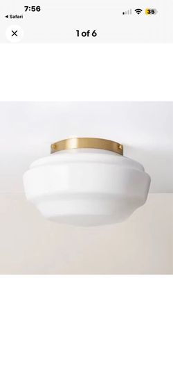Milk Glass Flush Mount Celling Light brass Finish - Hearth & Hand farmhouse light fixture