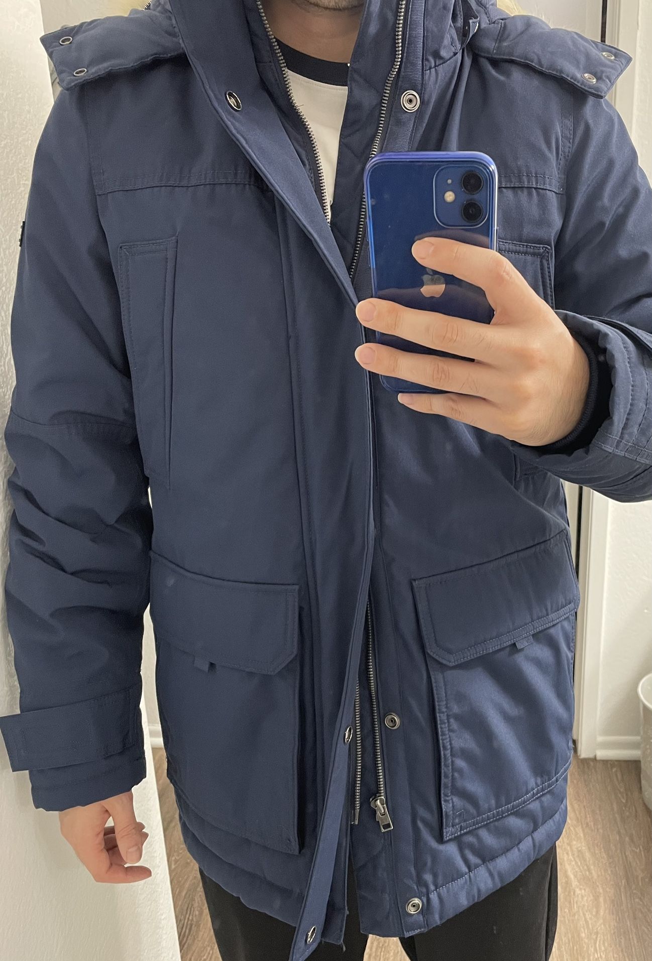 Tommy Hilfiger Parka Jacket Blue Men Size Extra Small Women
