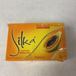 Silka Whitening Herbal Papaya Soap with VitaRich Actives 135g (Lot of 2)