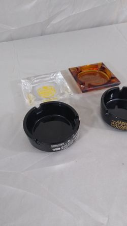 4 Golden Nugget Downtown Las Vegas Ashtray Gambling Hall Amber Clear Glass