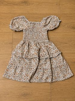 Girls Puffy Sleeve Sundress Floral Printed 3T Dress