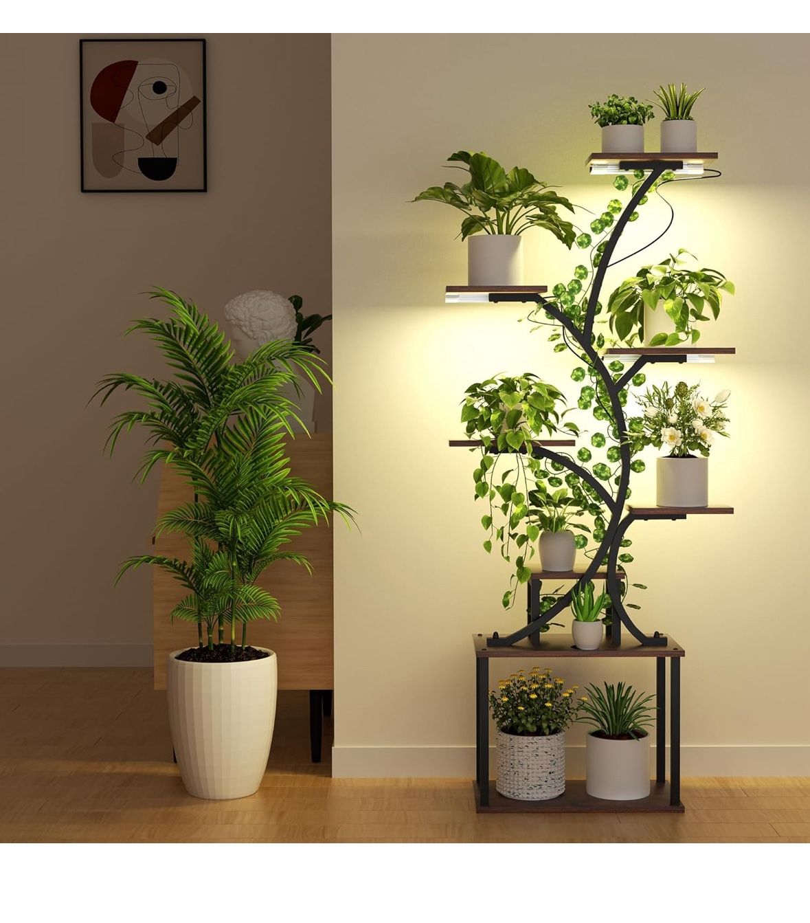 Plant Stand with Grow Lights, 8 Tiered Plant Stand Indoor, 62" Tall Metal Plant Flower Holder for Plants Multiple, Plant Display Rack Holder, Indoor P