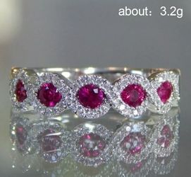 Beautiful! Ruby & CZ Ring- 925 Sterling Silver Filled 🎈🎁🎈-Size 9 1/2  & 9 3/4 - $18. OBO
