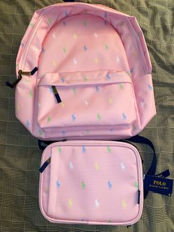 Brand new w tag Polo Ralph Lauren Pink Backpack and Lunch Bag Set