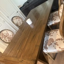 Large Wooden Dinner Table W/ 4 Chairs