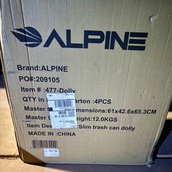 Alpine 16 to 23 Gallon Slim Trash Can Dolly - 4 Wheel Rectangular Plastic Rolling Garbage Can Cart, Holds Up to 200 lbs