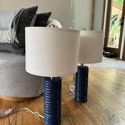 Blue Ceramic Table Lamps (2)