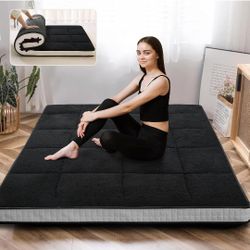 Japanese Floor Mattress Futon Mattress, Foldable Sherpa Fleece Mattress Topper Thicken Tatami Mat Roll Up Mattress, Folding Sleeping Pad Breathable Fl