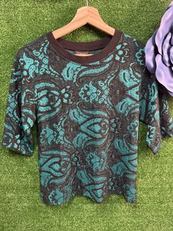 Top Shop Paisley Black And Green Shirt Size 6 