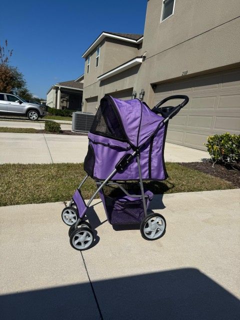 Purple Paws & Pals 4-Wheeled Pet Stroller
