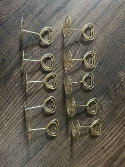 Gold Wire Heart Place Card Holders Set of 10