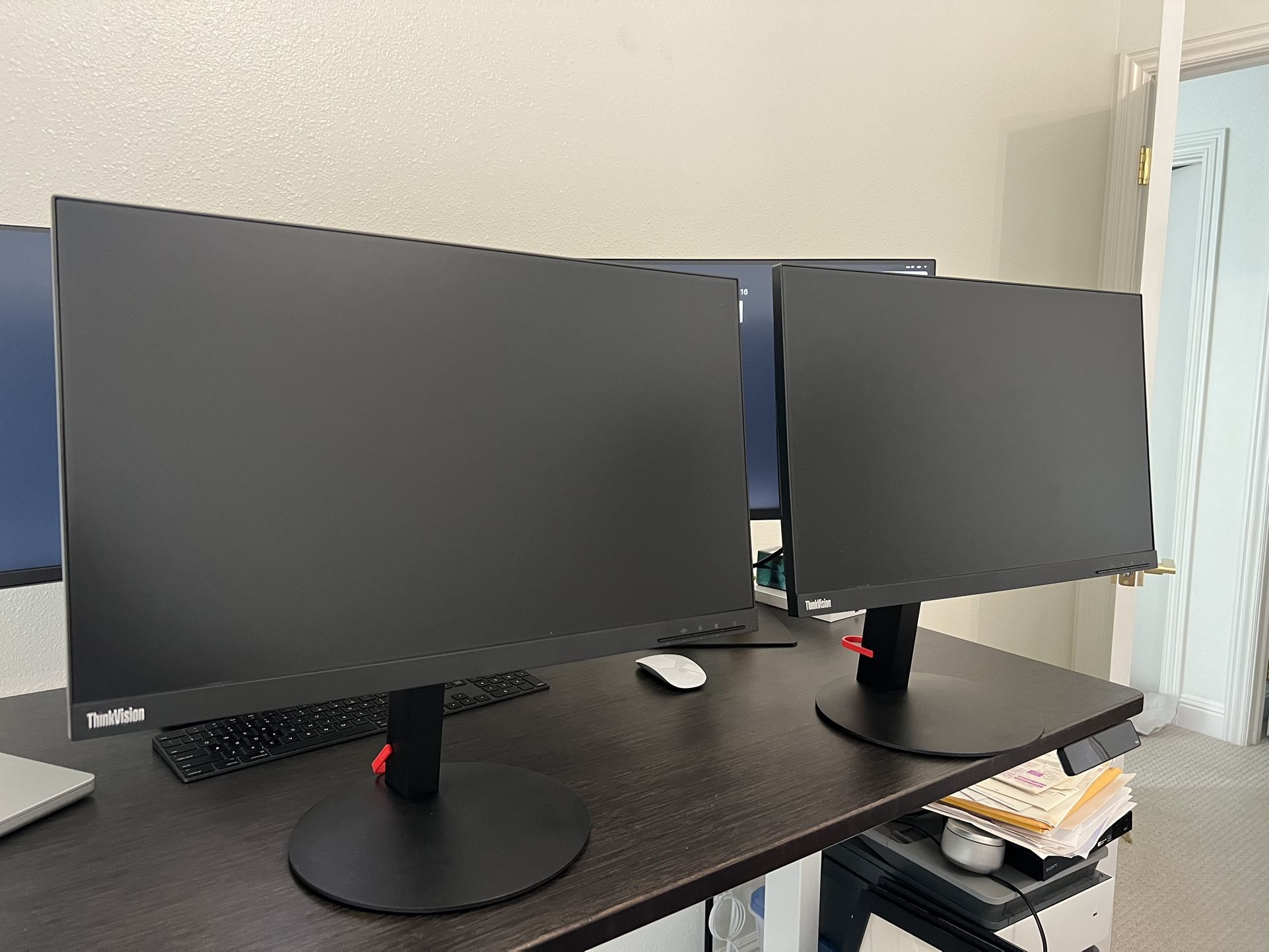 2 Lenovo Think vision 24” monitors Plus Stand