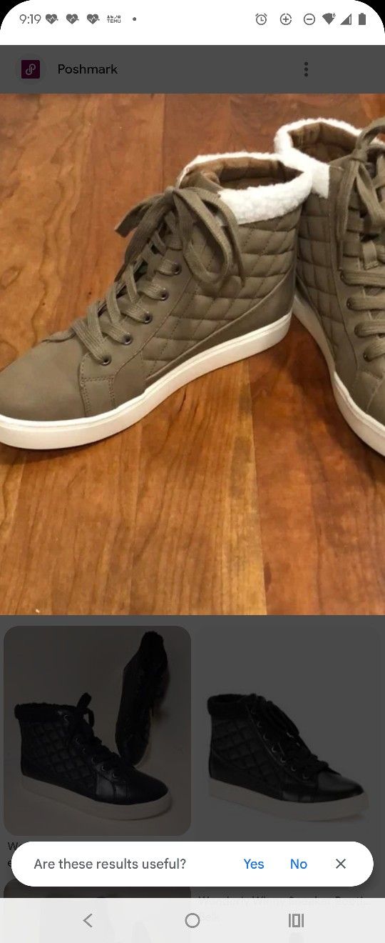 Wonderly Winny High Top Sneakers Sz 9 Quilted Lace Up Booties Faux Sherpa Taupe