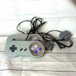 Wired SNES-Style Controllers 2-Pack Gray/Purple for Nintendo SNES Console
