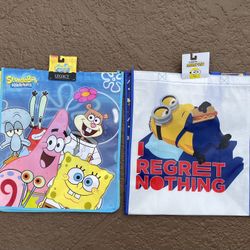 2 Brand new Minions & SpongeBob SquarePants reusable bags