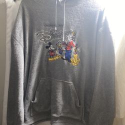 Large Disney “The Original Crew” Mickey Vintage Hoodie Fleece Sweater Large Grey