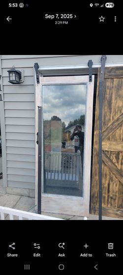 Barn door with glass