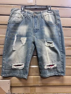 Men’s Distressed Denim Shorts – Ripped Design – Size 31 Waist (Small)