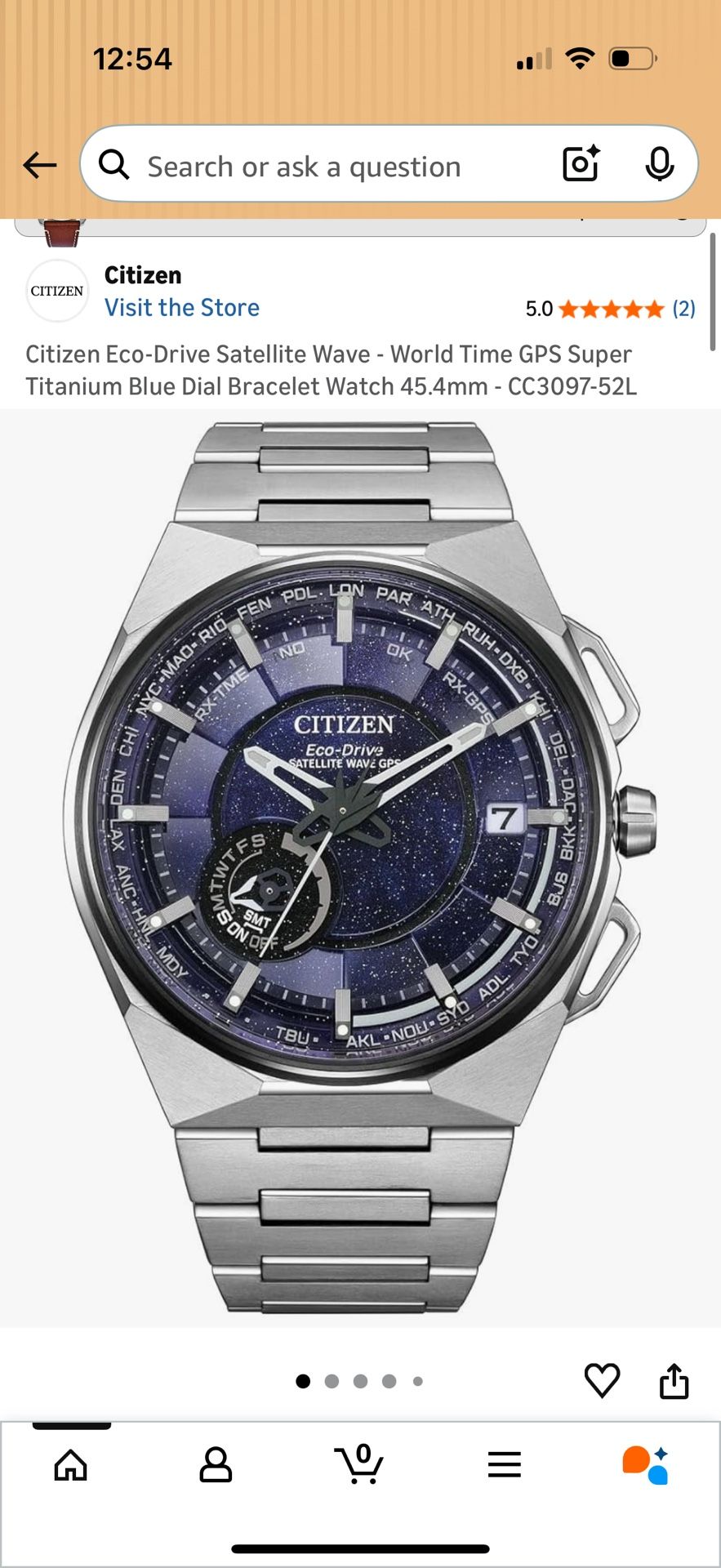 Citizen Eco-Drive Satellite Wave - World Time GPS Super Titanium Blue Dial Bracelet Watch 45.4mm - C