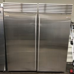 Sub Zero 72”wide Side By Side Stainless Steel Refrigerator Columns 