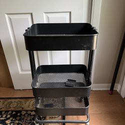   Metal Utility Rolling Cart-black