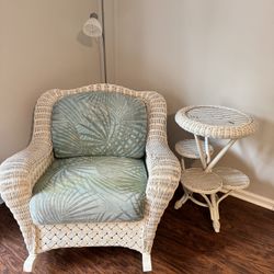 Wicker Chair And Side Table