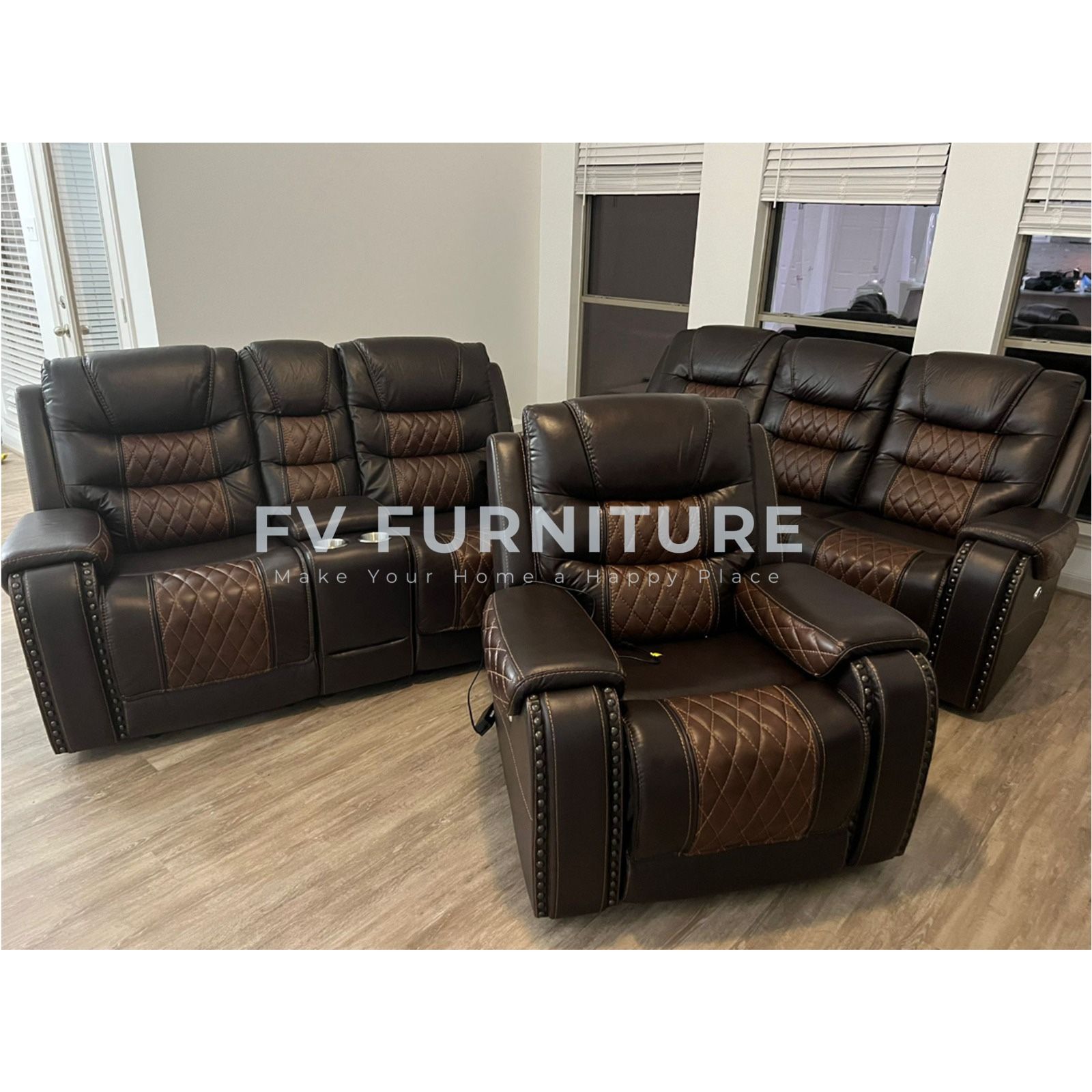 TOP GRAIN LEATHER SOFA LOVESEAT RECLINER SET! 3 MONTHLY PAYMENTS! BRAND NEW