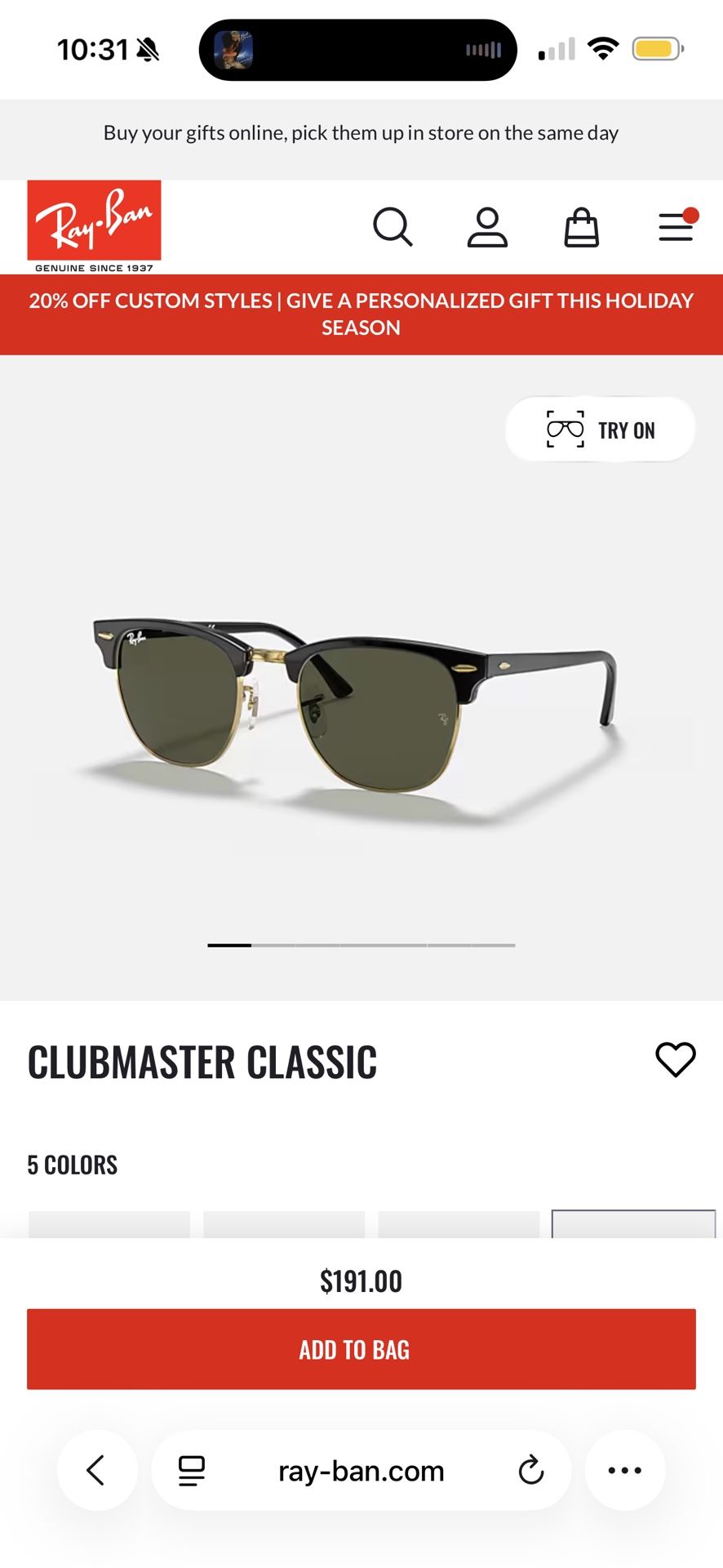 Polarized Club master Rayban